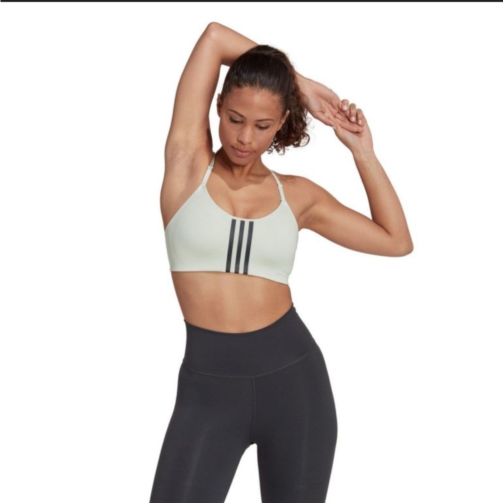 Adidas Mint Green and Black Striped Sports Bra